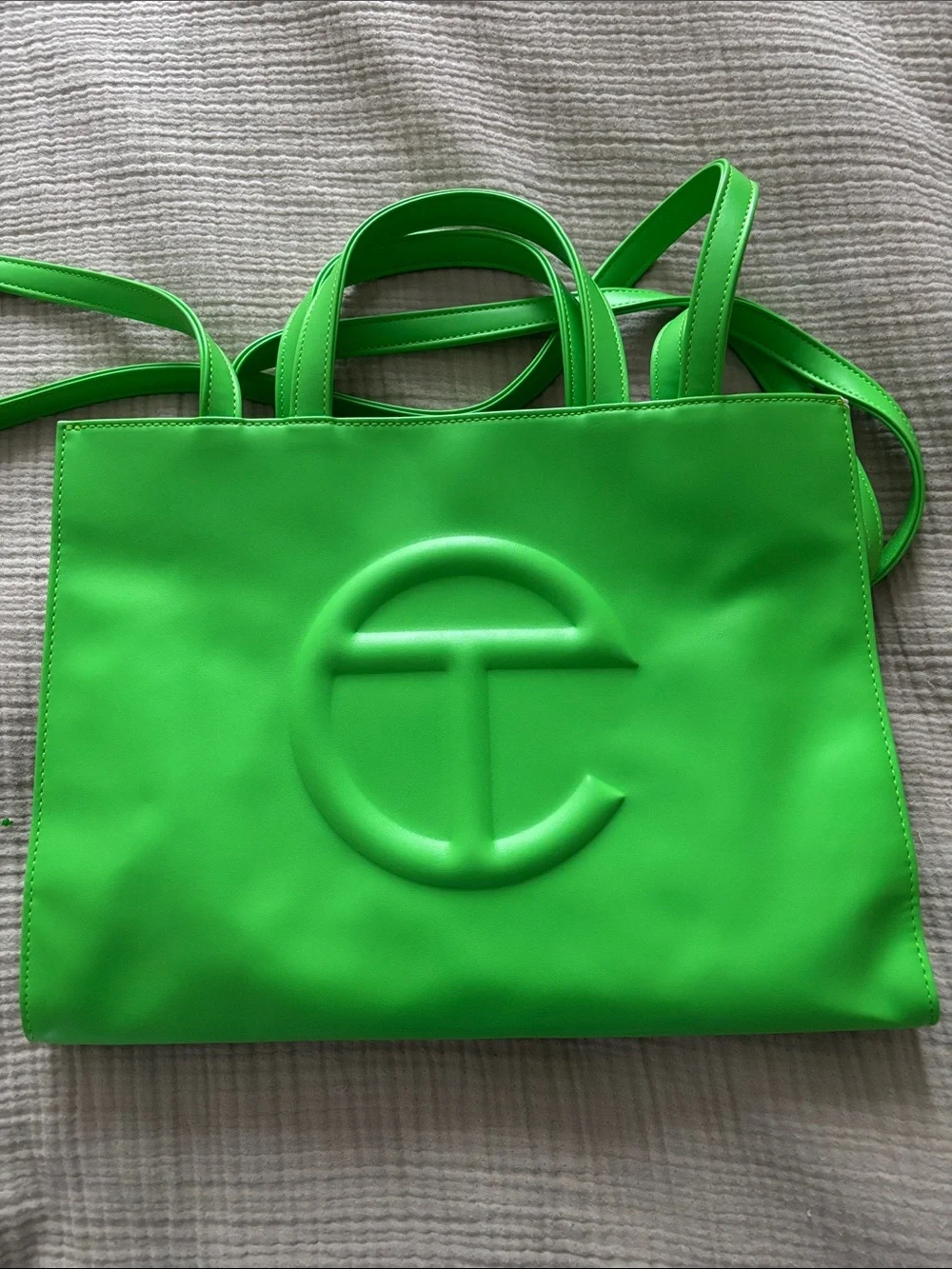 Telfar Neon Green Leather Tote Bag